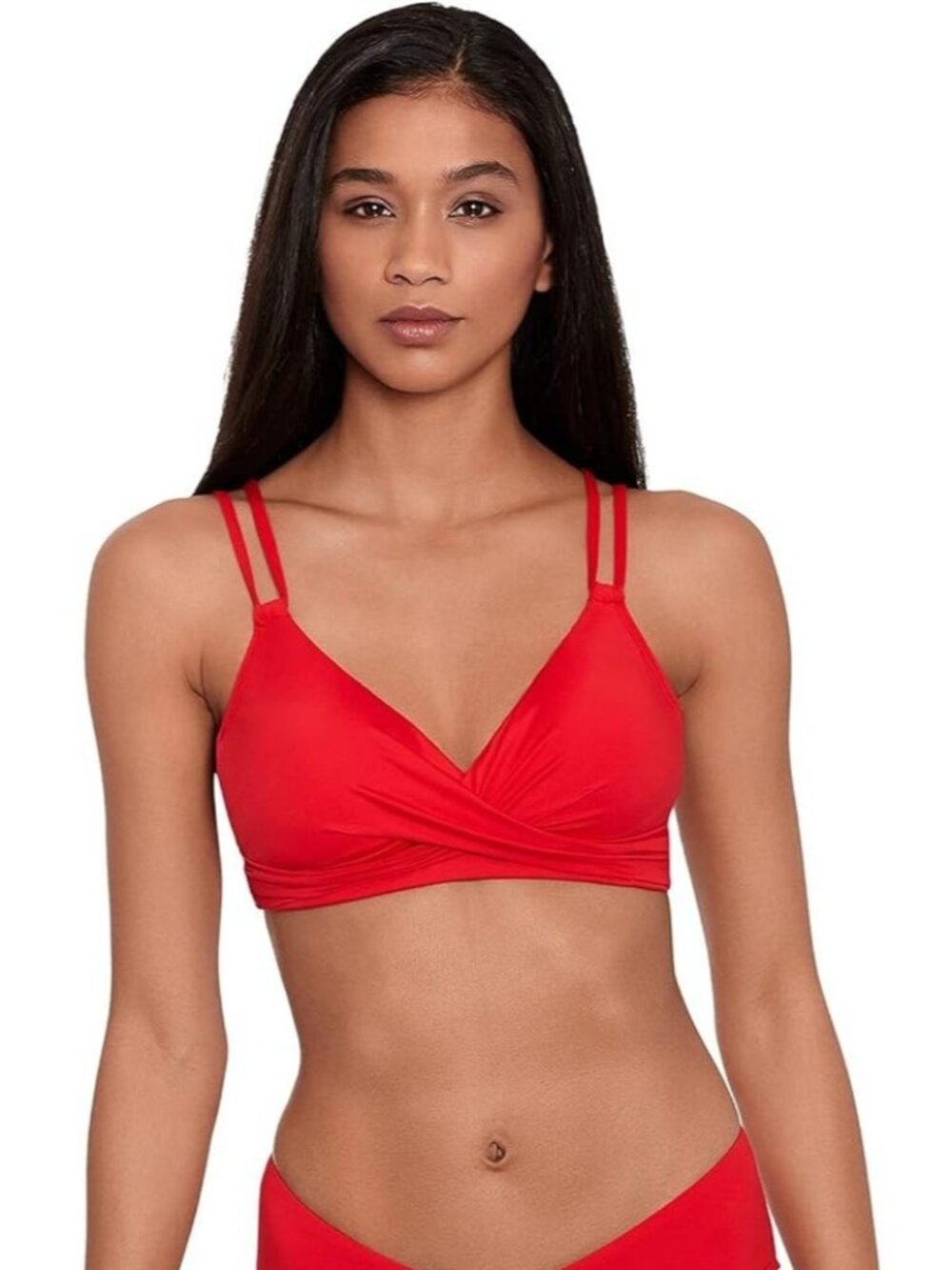 Lauren Ralph Lauren Double Strap Twist Underwire Swim Bikini Top Red ( 16 )